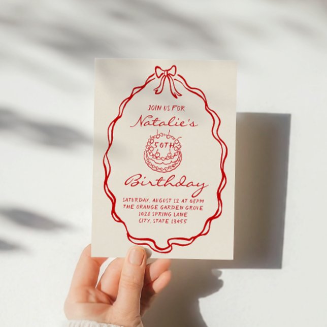 Convite Coquete 50º Aniversário Desenhado à Mão do Arco (Criador carregado)