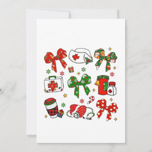 Convite Coquete Enfermeira de Laço Natal Enfermagem Feliz 