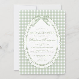 Convite Coquete Gingham Verde Laço Chá de Noiva