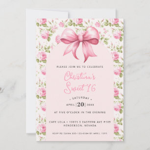 Convite Coquete Pink Bow Sweet 16