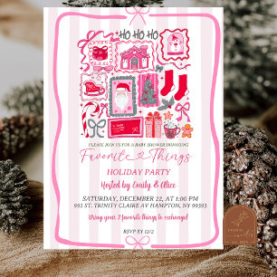 Convite Coquete Pink Natal Coisas Favoritas Feriado