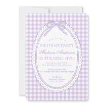 Coquete Purple Gingham com Laço Festa de Aniversár