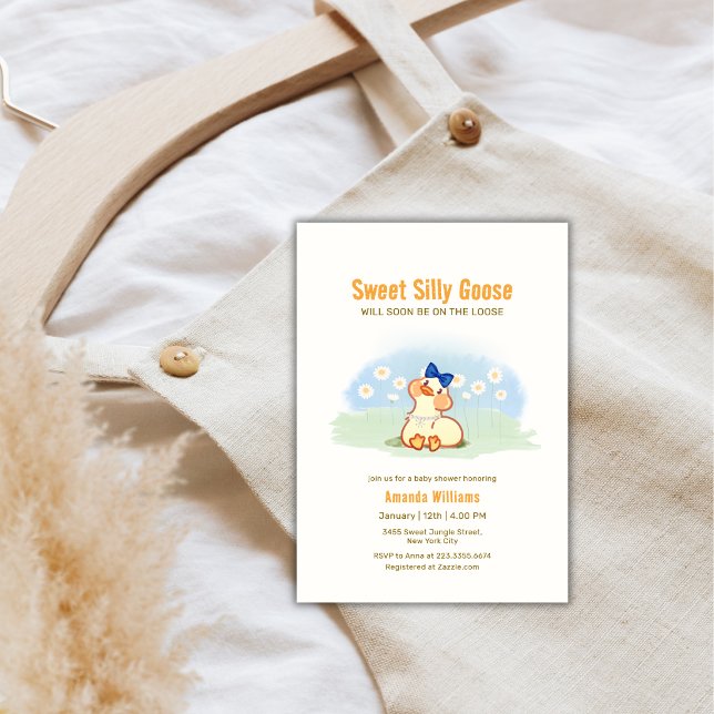 Convite Coquete Silly Goose Daisy Flor Bebê Shower (Coquette Silly Goose Daisy Flower Baby Shower Invitation)