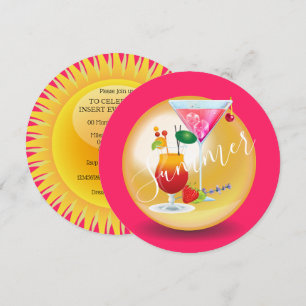 Convite Coquetéis adultos para a piscina tropical do ver