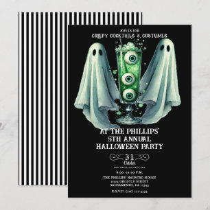 Convite Coquetéis Assustadores e Festa de Fantasmas do Hal