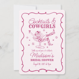 Convite Coquetéis Cor-de-Rosa e Cowgirls Nash Bash Noiva S