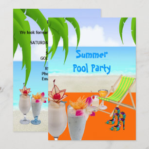Convite Coquetéis de Festa de Praia de Verão Tropical