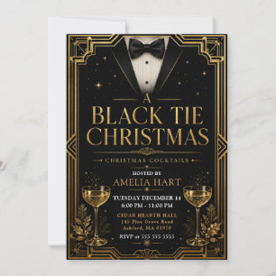 Convite Coquetéis de Natal Black Tie