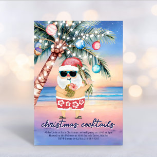 Convite Coquetéis de Natal do Papai Noel com Palmeira de P