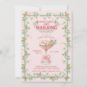 Convite Coquetéis de Natal e Festa de Mahjong