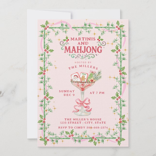 Convite Coquetéis de Natal e Festa de Mahjong (Frente)