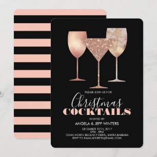 Convite Coquetéis de Natal Elegante Faux Glitter