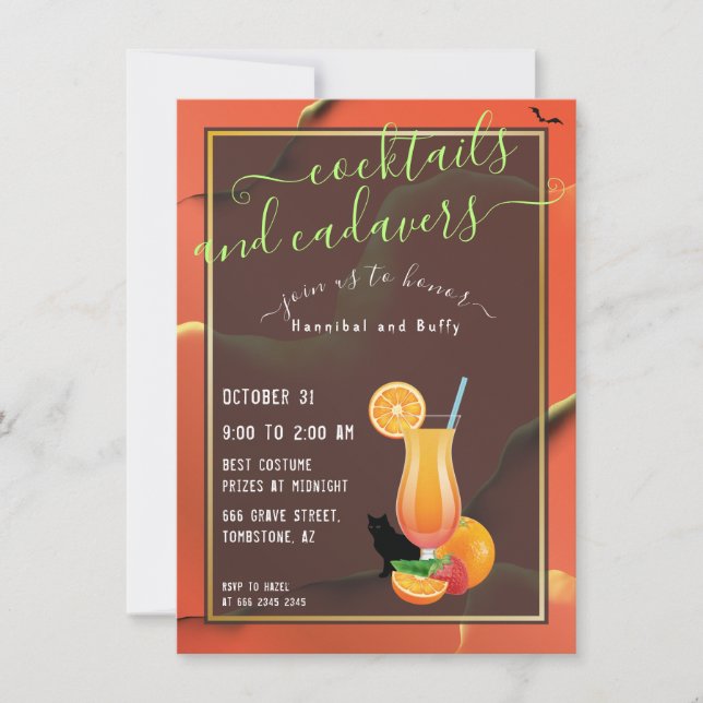 Convite Coquetéis de paródia e cadáveres do Halloween (Frente)