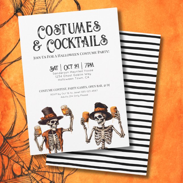 Convite Coquetéis E Festa De Halloween (Cocktails And Costumes Halloween Party Invitation)