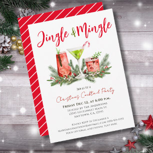 Convite Coquetéis Festivos de Natal Jingle e Mingle