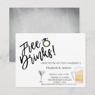 Convite Coquetel Aquarela,Cerveja,Bebidas Grátis Casamento