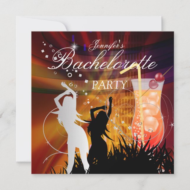 Convite Coquetel Branco Dourado festa de solteira (Frente)