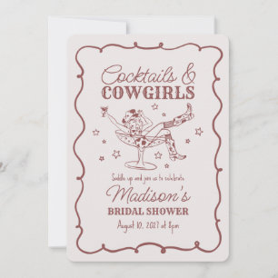 Convite Coquetel Burgundy e Chá de Noiva Cowgirl Rodeio