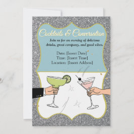 Convite Coquetel, conversas sofisticadas, bebida