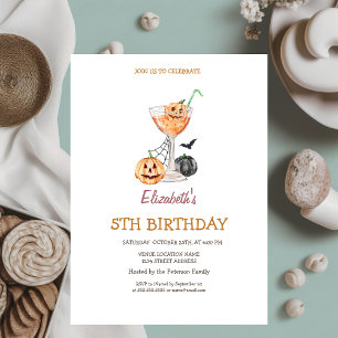 Convite Coquetel de Abóbora Aquarela Aniversário de Hallow