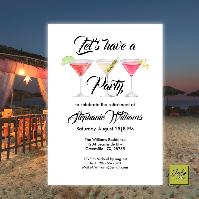 Convite Coquetel de aposentadoria feminino de verão (Criador carregado)