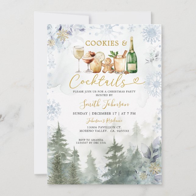 Convite Coquetel de Natal de Festa de Férias de Biscoitos  (Frente)
