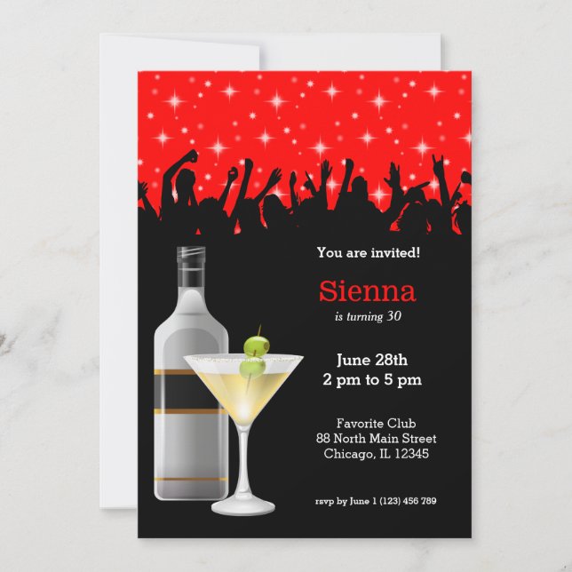 Convite Coquetel * escolha a cor de fundo (Frente)