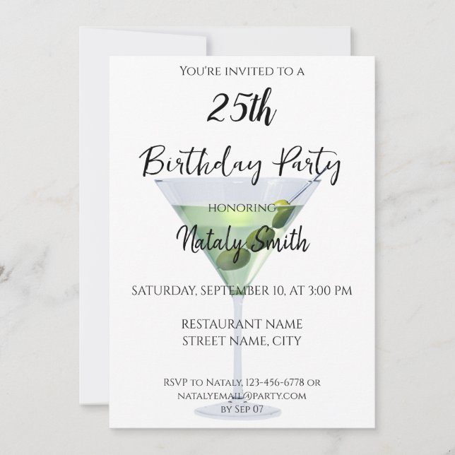 Convite Coquetel martini colorido (Frente)