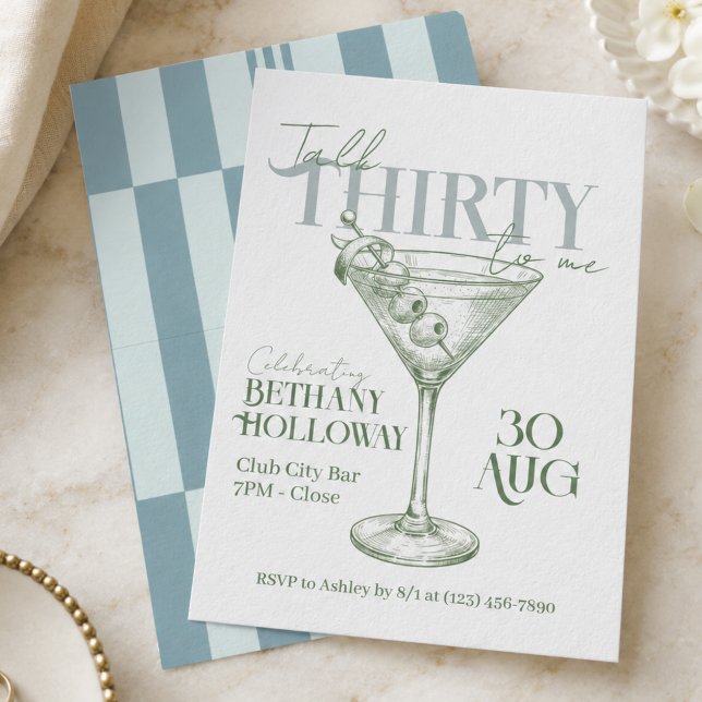 Convite Coquetel Martini Fala Trinta Para Mim Aniversário  (Talk Thirty To Me Martini Cocktail 30th Birthday Invitation)