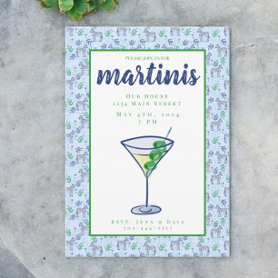 Convite Coquetel Preppy Zebra Martini / Festa de Coquetéis