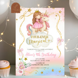 Convite Coquette Arco-íris Pastel Unicórnio Mágico Anivers