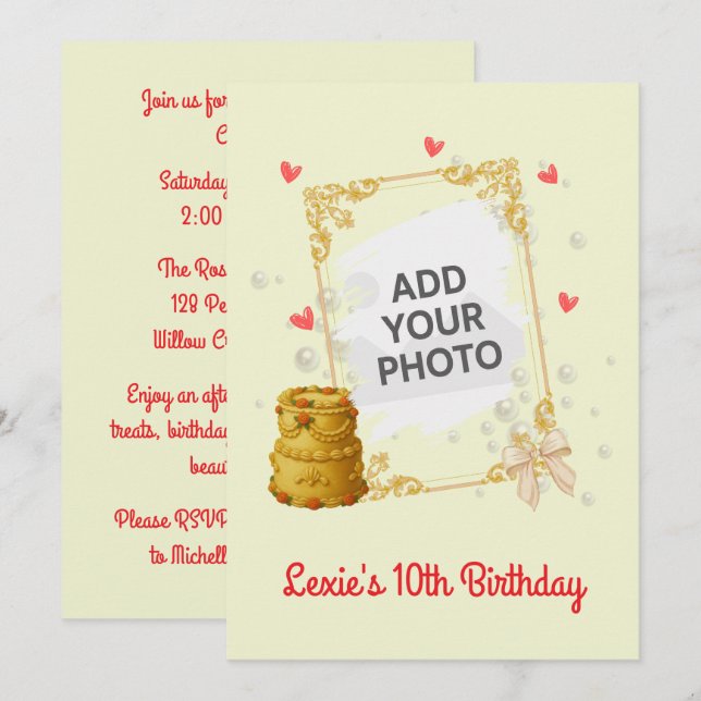 Convite Coquette Birthday Invitation (Frente/Verso)