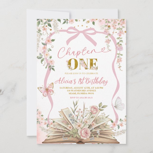 Convite coquette blush pink storybook birthday (Frente)