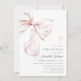 Convite Coquette Bow Christening Invitation