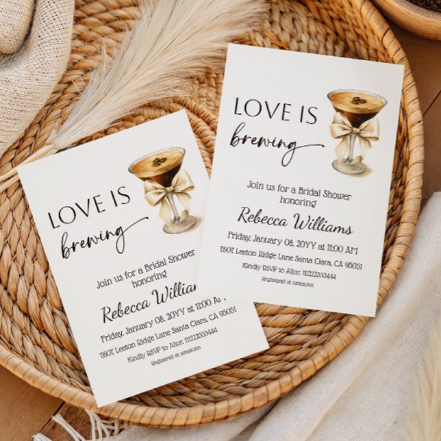 Convite Coquette Bow Espresso Martini Bridal Shower (Criador carregado)