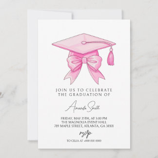 Convite Coquette Bow Pink Graduation