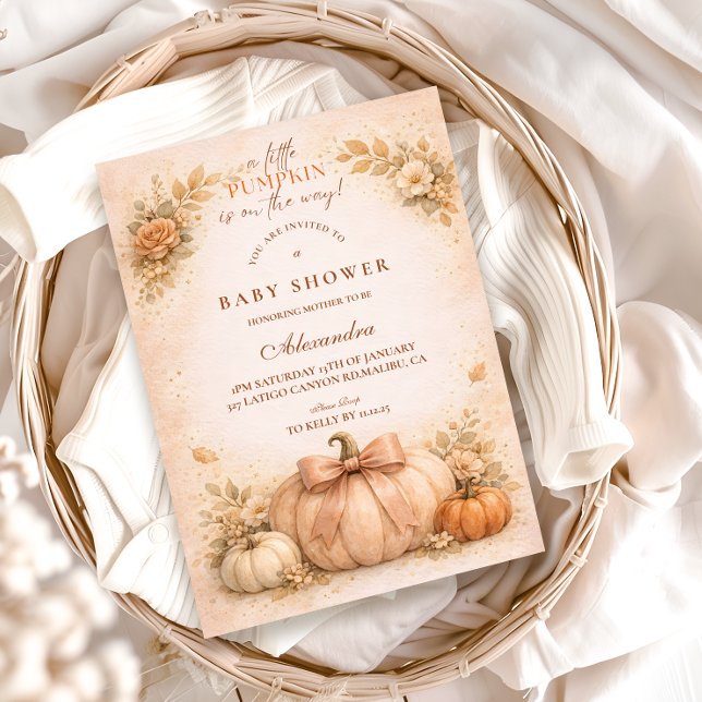 Convite Coquette Bow Pumpkin Fall Baby Shower (Criador carregado)