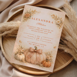 Convite Coquette Bow Pumpkin Fall Graduation