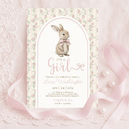 Convite Coquette Bunny Laço Rosa Menina Chá de Bebê