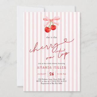 Convite Coquette Cherry no Top Baby Girl Chá