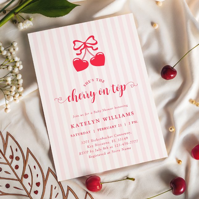Convite Coquette Cherry On Top Baby Shower (Criador carregado)