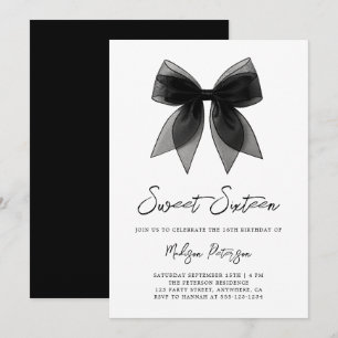 Convite Coquette Chic Minimal Arco Preto Aniversário de Sw