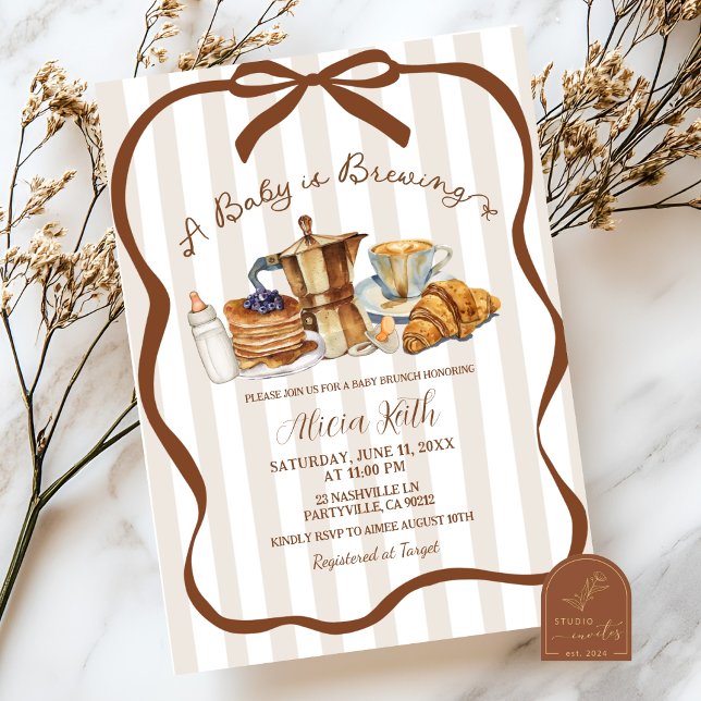 Convite Coquette Coffee A Baby is Brewing Baby Shower (Criador carregado)