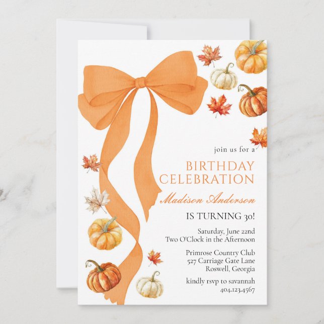 Convite Coquette Fall Birthday Invitation (Frente)