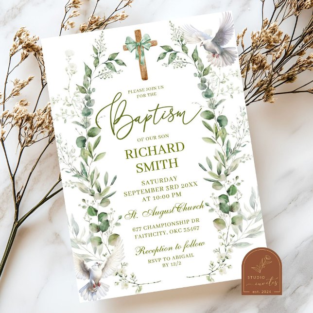 Convite Coquette Greenery Baptism (Criador carregado)