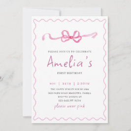 Convite Coquette Invitation for Birthday Girl Bow Party 