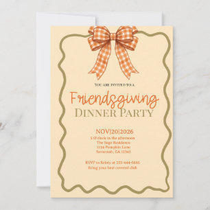 Convite Coquette Laranja e Sálvia Friendsgiving 