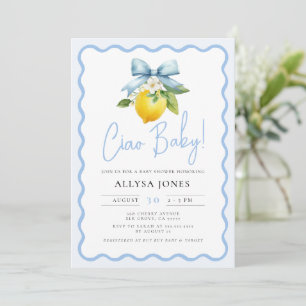 Convite Coquette Lemon Ciao Baby Italiana Chá de fraldas