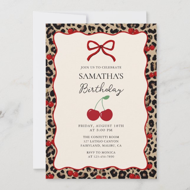 Convite Coquette Leopard Cheetah Girl Birthday Invitation (Frente)
