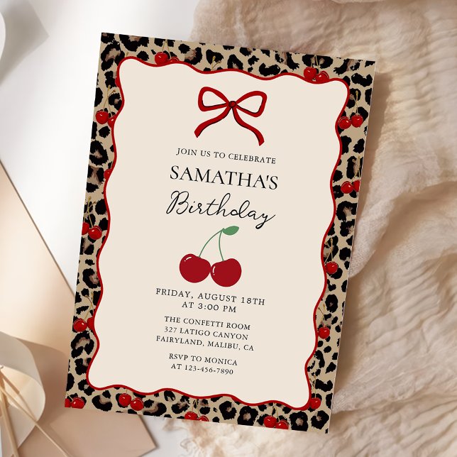 Convite Coquette Leopard Cheetah Girl Birthday Invitation (Criador carregado)